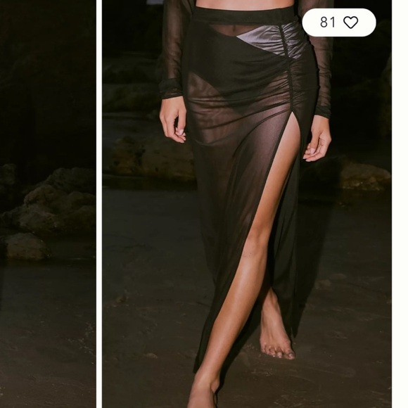 Riot Swim Roux Mesh Maxi Skirt Coverup in Amber Orange Size Large - Picture 4 of 7